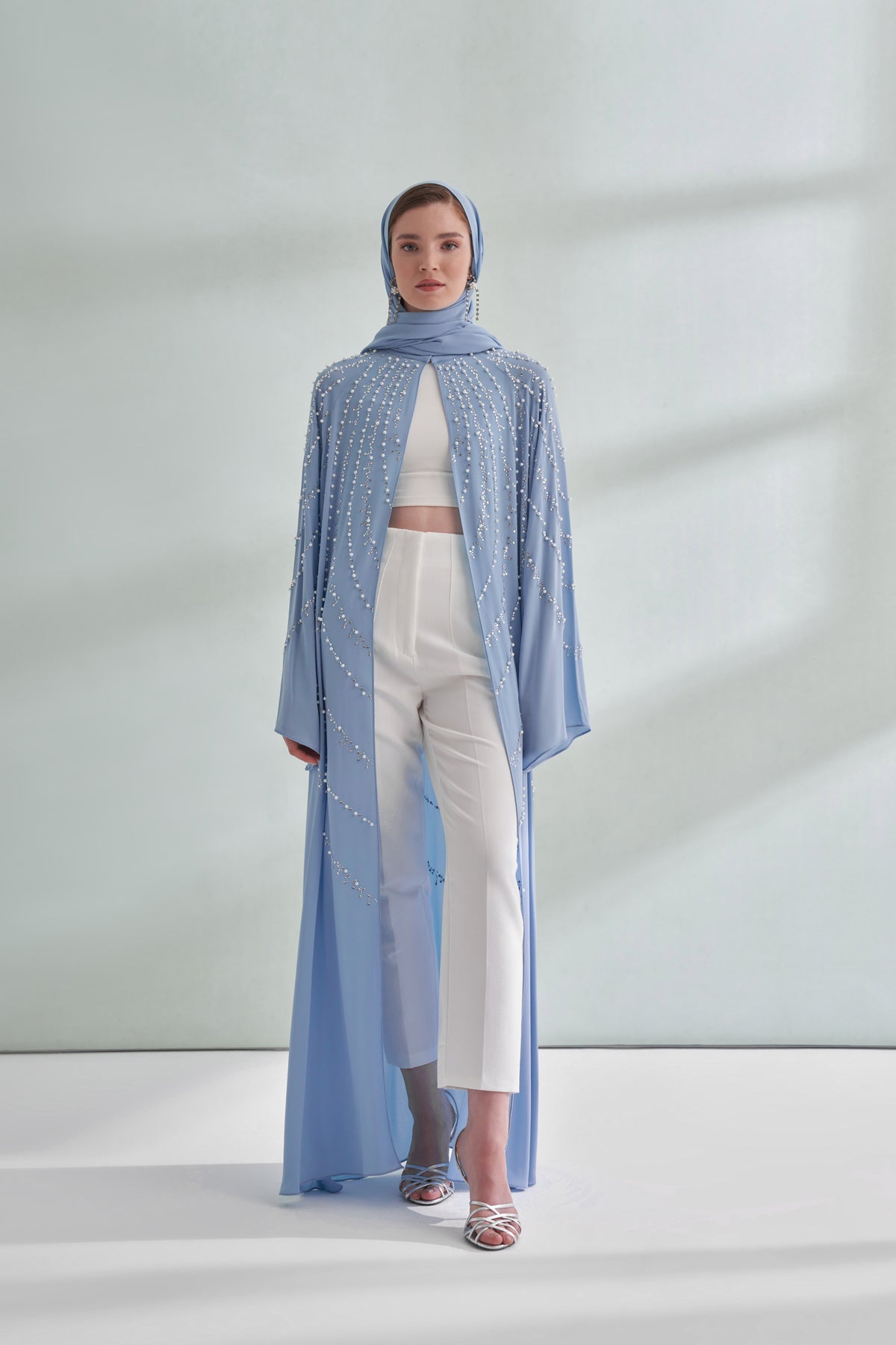 Taşlı Abaya - mavi