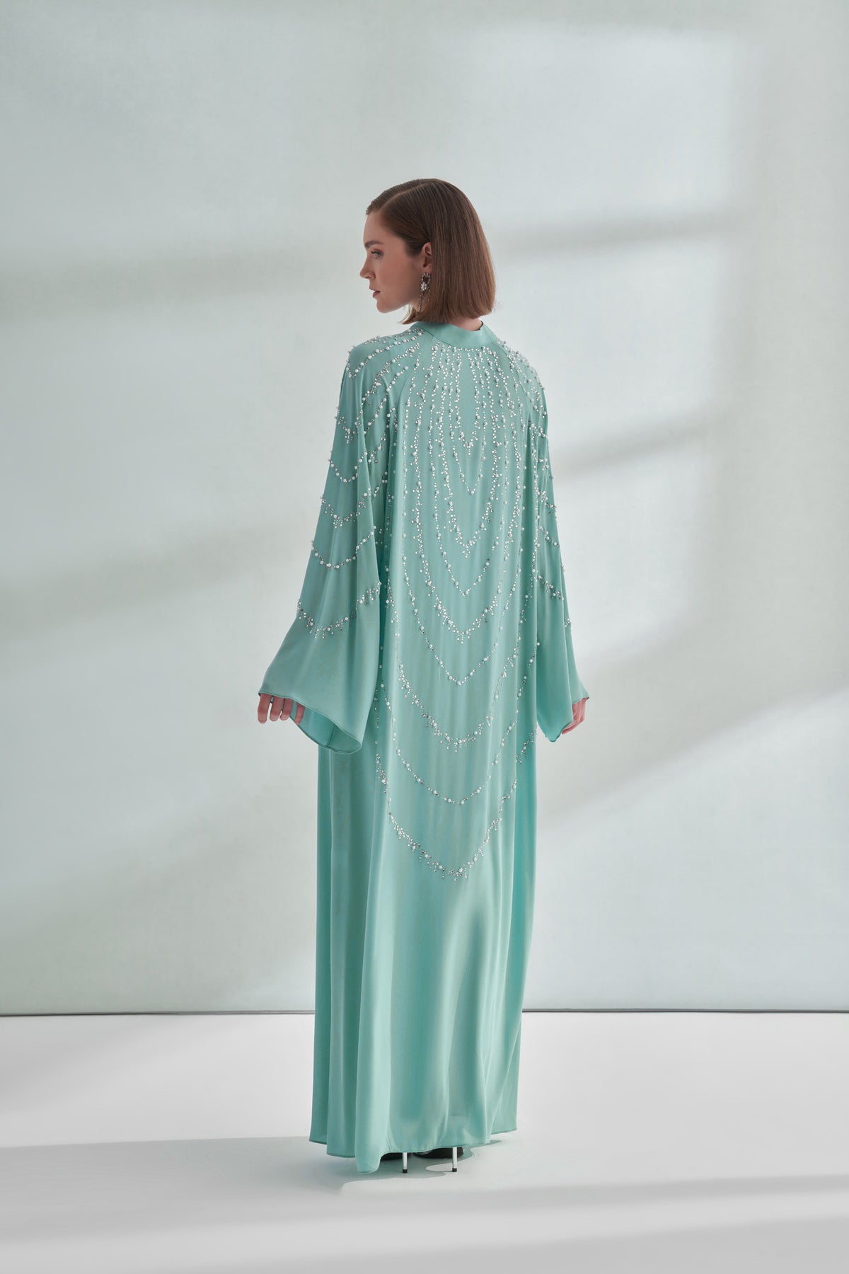 Taşlı Abaya - turkuaz