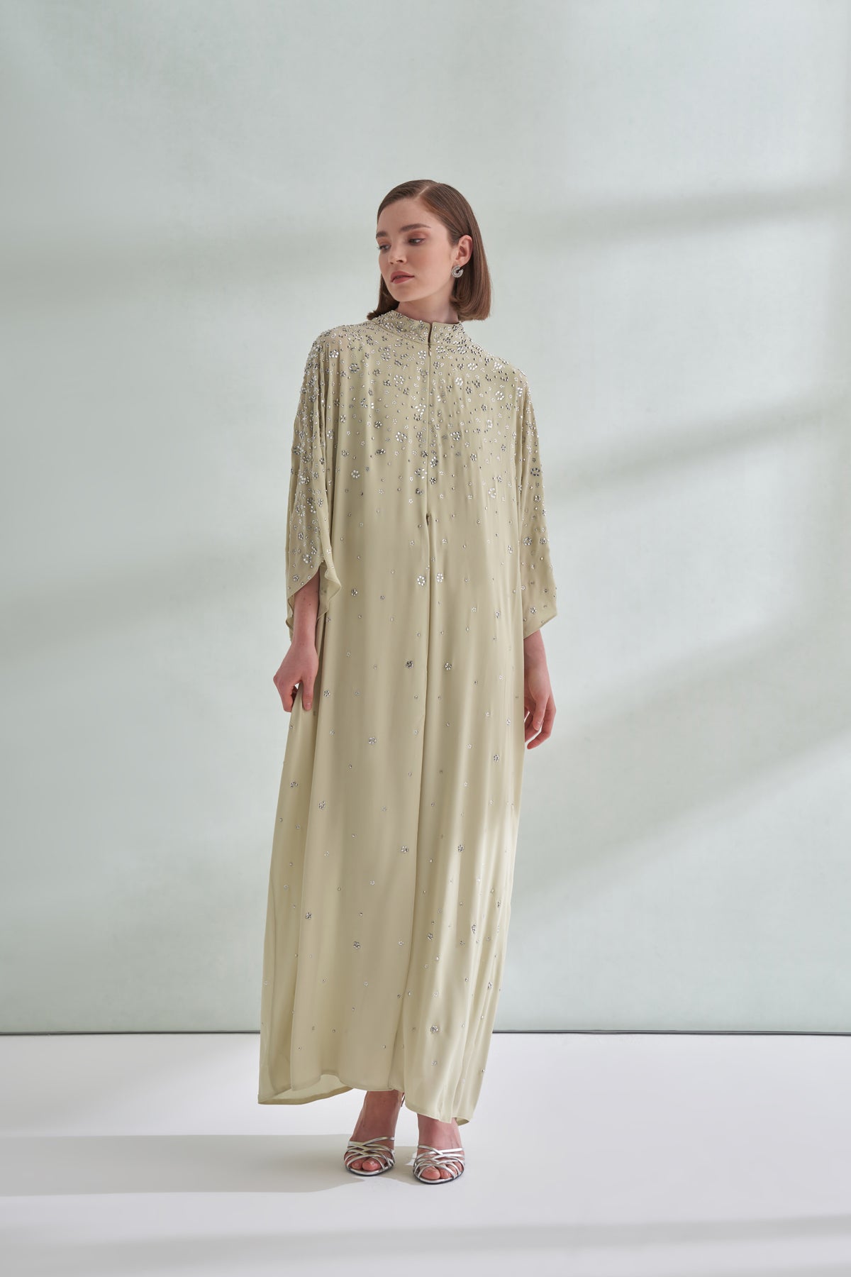 Çiçek Boncuk Taş Baskılı Femuar Detaylı Abaya - mimoza