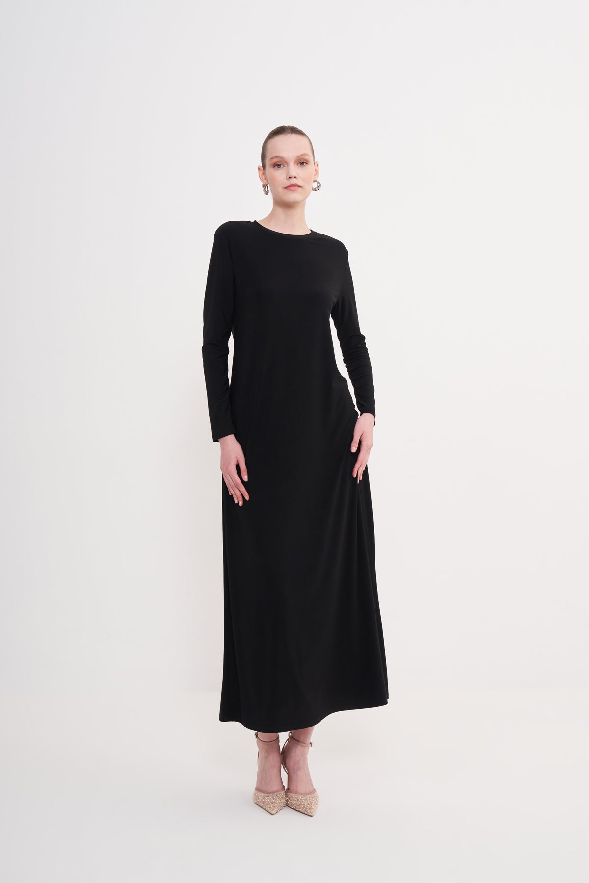 Sandy Oversize İçlik Elbise - siyah