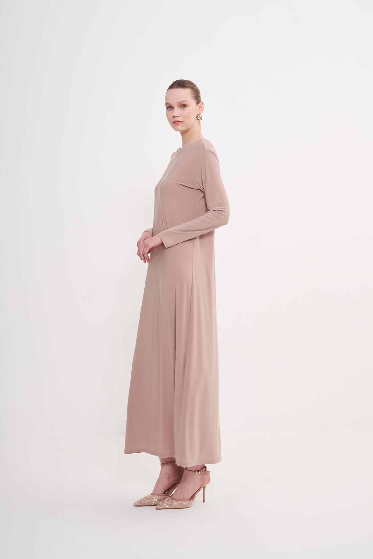 Sandy Oversize İçlik Elbise - bej