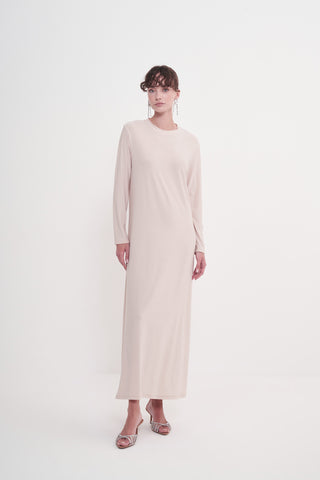 Sandy Oversize İçlik Elbise - açık bej