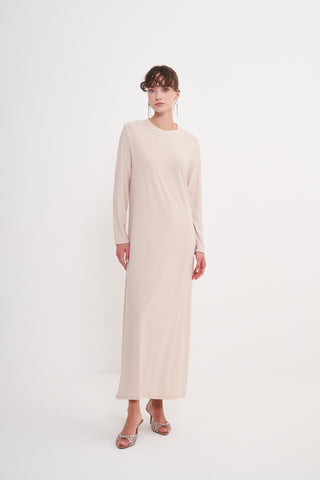 Sandy Oversize İçlik Elbise - taş