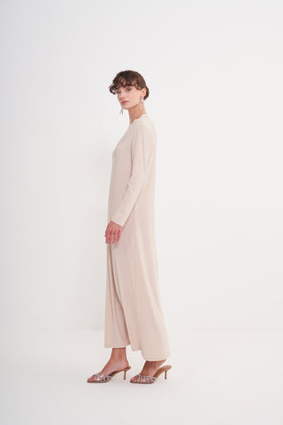 Sandy Oversize İçlik Elbise - taş