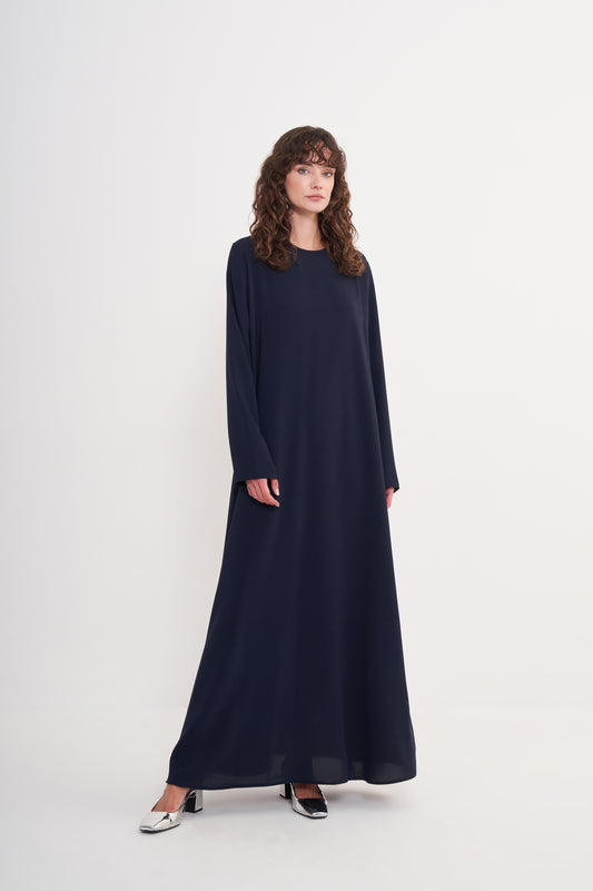 Uzun Kollu Krep İçlik - lacivert