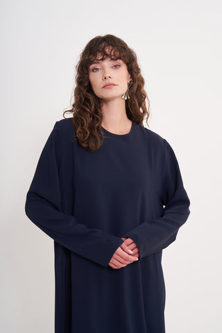 Uzun Kollu Krep İçlik - lacivert