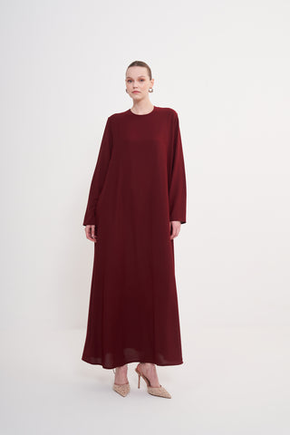 Uzun Kollu Krep İçlik - bordo