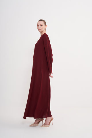 Uzun Kollu Krep İçlik - bordo