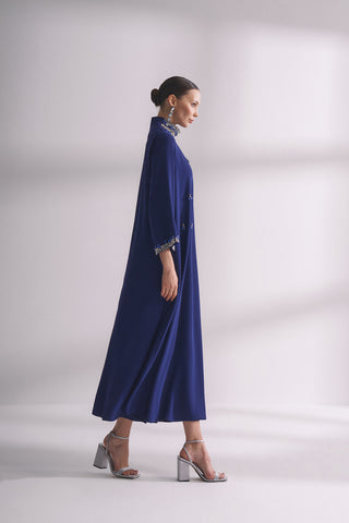 Full Taş Detaylı Elbise - Morcivert