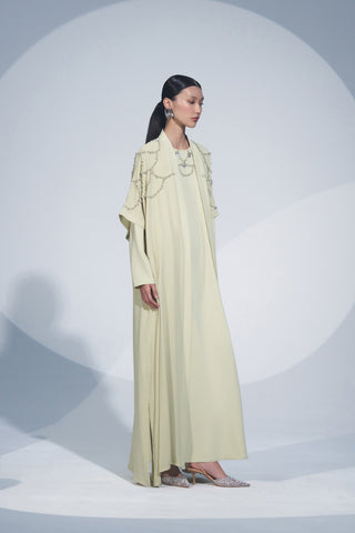 El İşlemeli Taş Detaylı Elbise - mimoza
