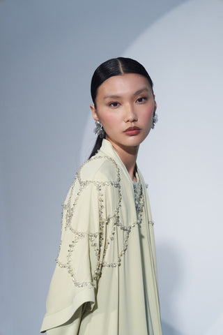 El İşlemeli Taş Detaylı Elbise - mimoza
