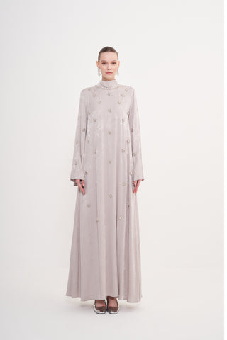 Boydan Taş İşleme Detaylı Elbise - taş