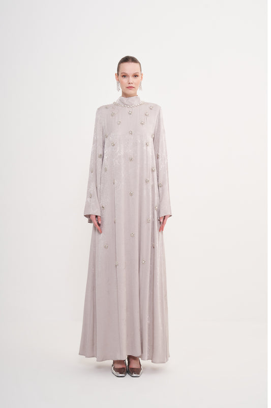 Boydan Taş İşleme Detaylı Elbise - taş