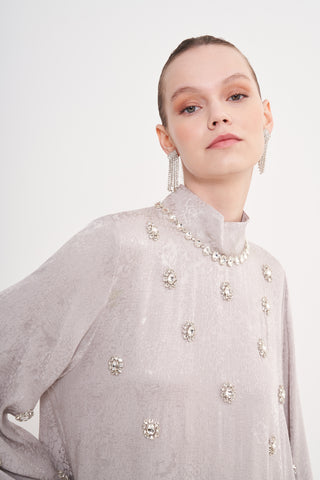 Boydan Taş İşleme Detaylı Elbise - taş