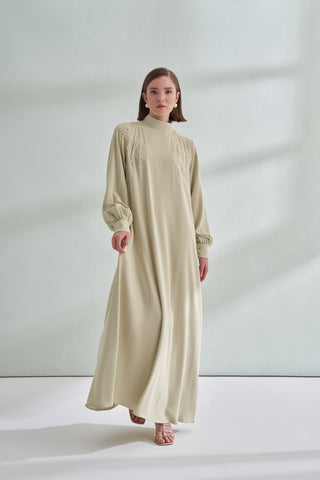 Omuz El İşi Boncuk İşleme Detaylı Elbise - mimoza