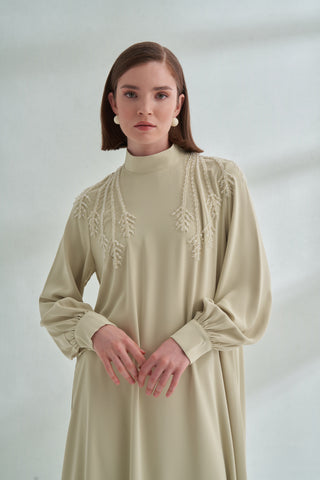 Omuz El İşi Boncuk İşleme Detaylı Elbise - mimoza