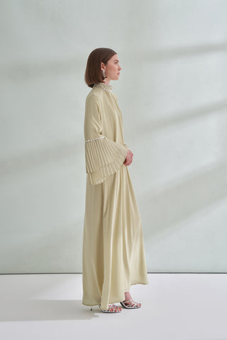 Taş ve Kolları Pilise Detaylı Elbise - mimoza