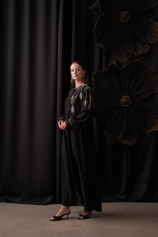 Kol ve Omuz Taş İşleme Detaylı Ferace - siyah