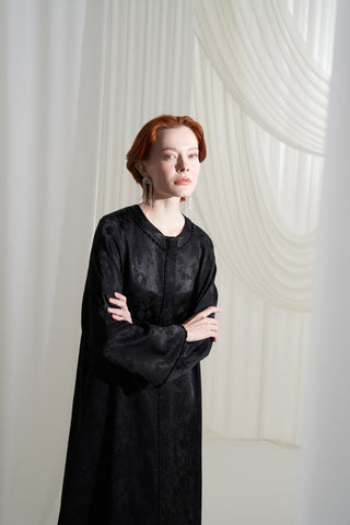 Jakar Desen Detaylı Ferace - siyah