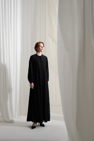 Dantelli Krep Ferace - siyah