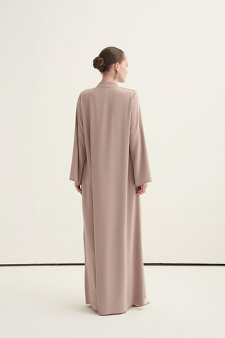 Serpme Boncuk İşleme Detaylı Ferace - koyu bej