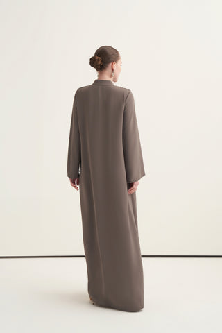 Serpme Boncuk İşleme Detaylı Ferace - vizon