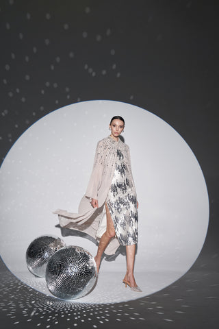 Reglan Kol İnci Çakım Tül Abaya - bej