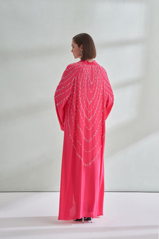 Taşlı Abaya - Fuşya