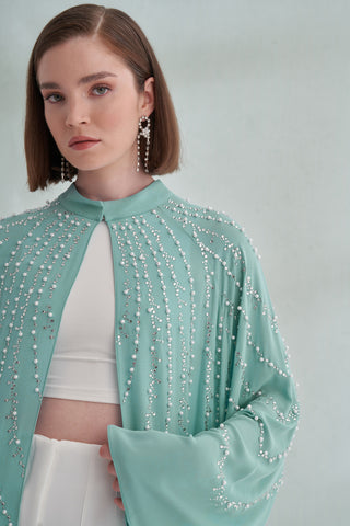 Taşlı Abaya - turkuaz