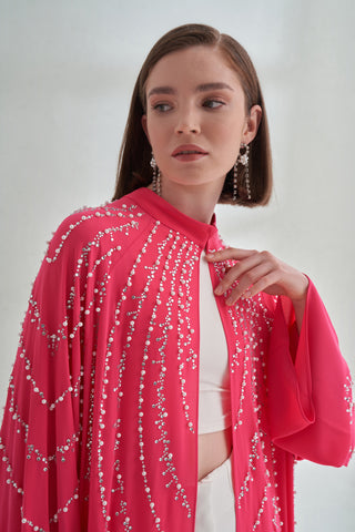Taşlı Abaya - Fuşya
