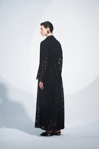 Ön Yaka El İşleme Detaylı Dantel Ceket Yaka Abaya