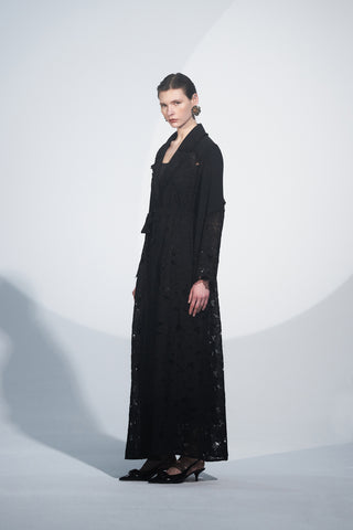 Ön Yaka El İşleme Detaylı Dantel Ceket Yaka Abaya