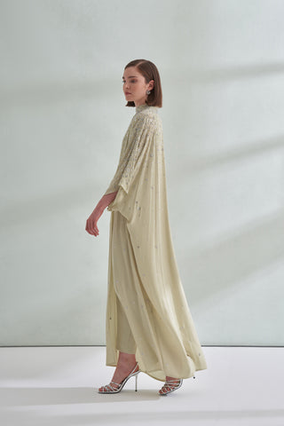 Çiçek Boncuk Taş Baskılı Femuar Detaylı Abaya - mimoza