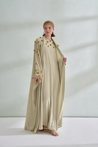 El İşi Pul Detaylı İçlikli Abaya - mimoza