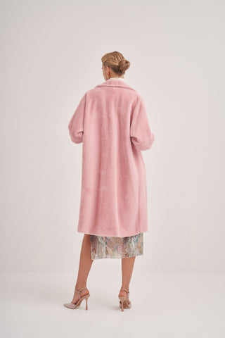 Triko Detaylı Angora Kap - pudra