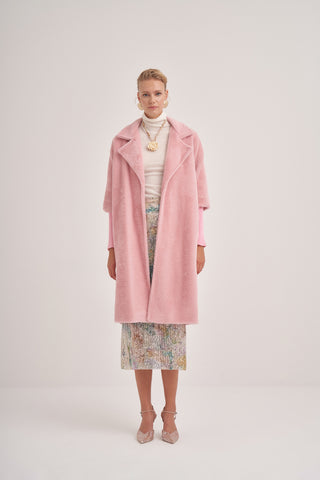 Triko Detaylı Angora Kap - pudra