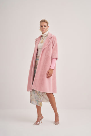 Triko Detaylı Angora Kap - pudra