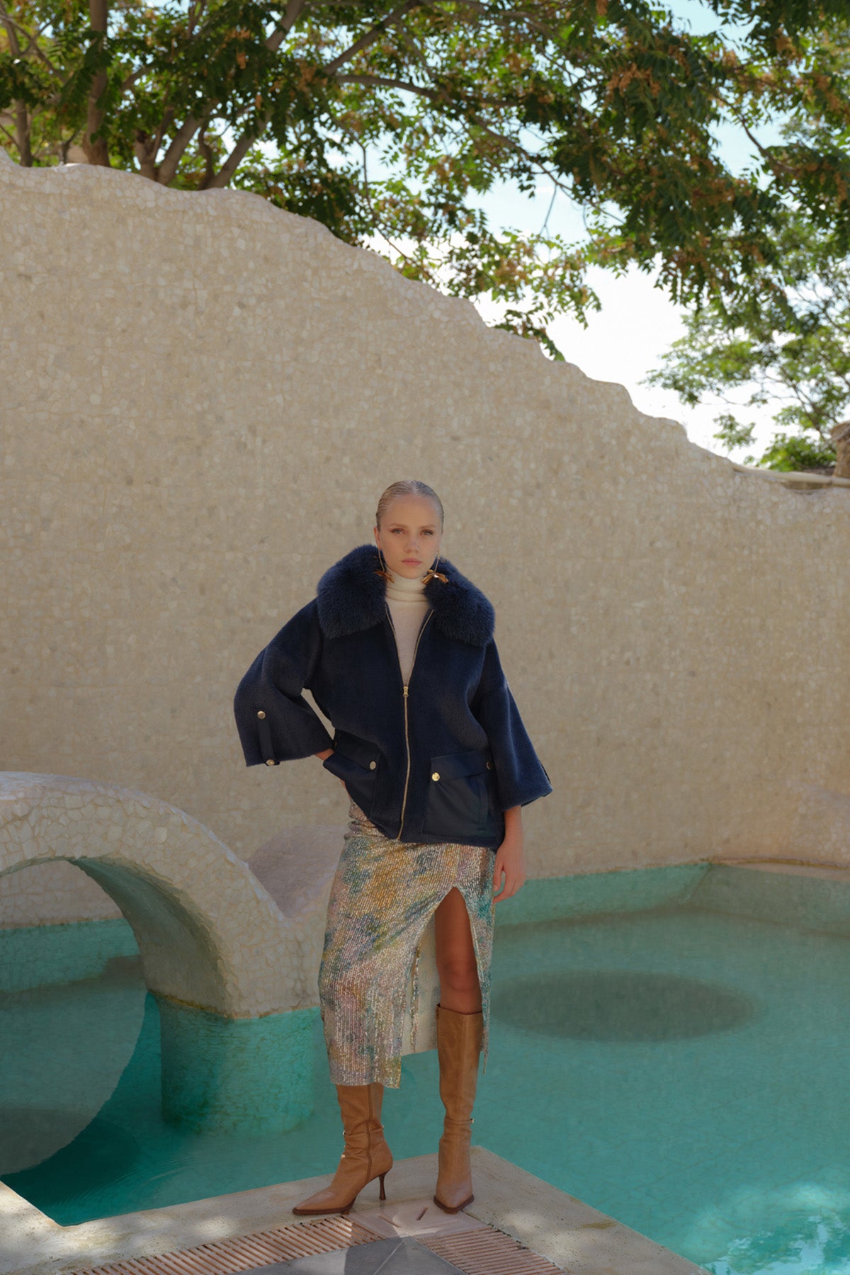 Deri Cepli Angora Kap - lacivert