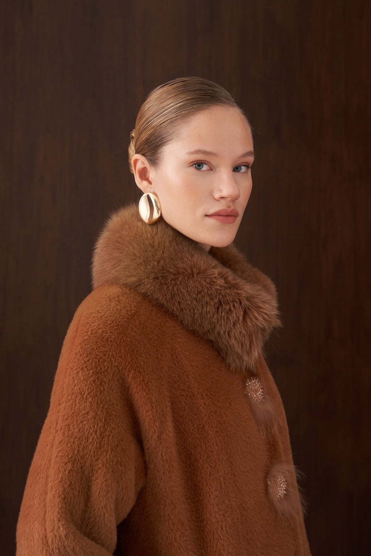 Kürk detaylı Angora Kaban - taba