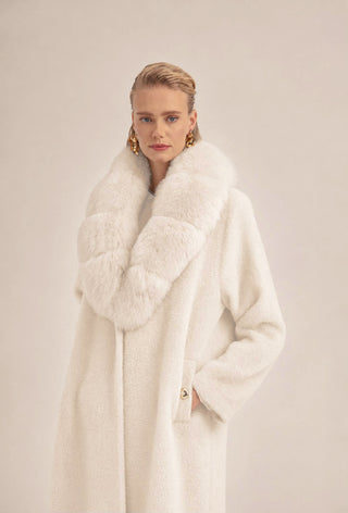 Kürk Detaylı Angora Kaban - ekru