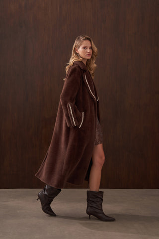 Elişi Detaylı Angora Kaban - kahve