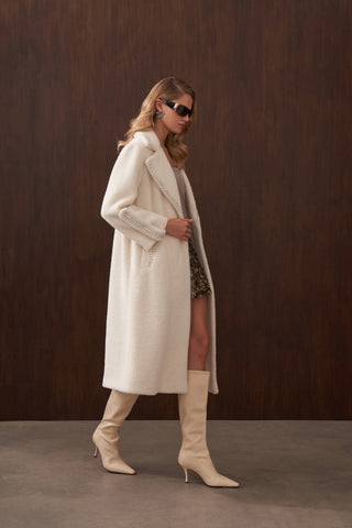 Elişi Detaylı Angora Kaban - ekru