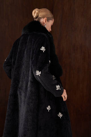Elişi ve Orijinal Kürk Detaylı Angora Kaban - siyah