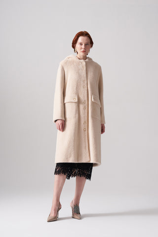 Çıt Çıt Detaylı Cepli Angora Kaban - açık bej