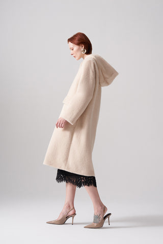 Çıt Çıt Detaylı Cepli Angora Kaban - açık bej