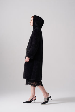 Çıt Çıt Detaylı Cepli Angora Kaban - siyah