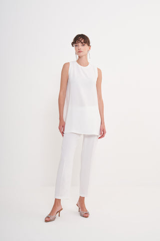 Sıfır Kol Triko Detaylı Pantolonlu Takım İçlik - ekru