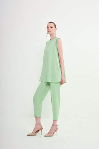 Sıfır Kol Triko Detaylı Pantolonlu Takım İçlik - mimoza