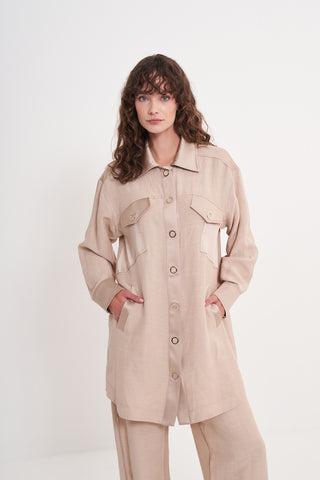 Cep Görünümlü Aksesuar Detaylı Takım - bej