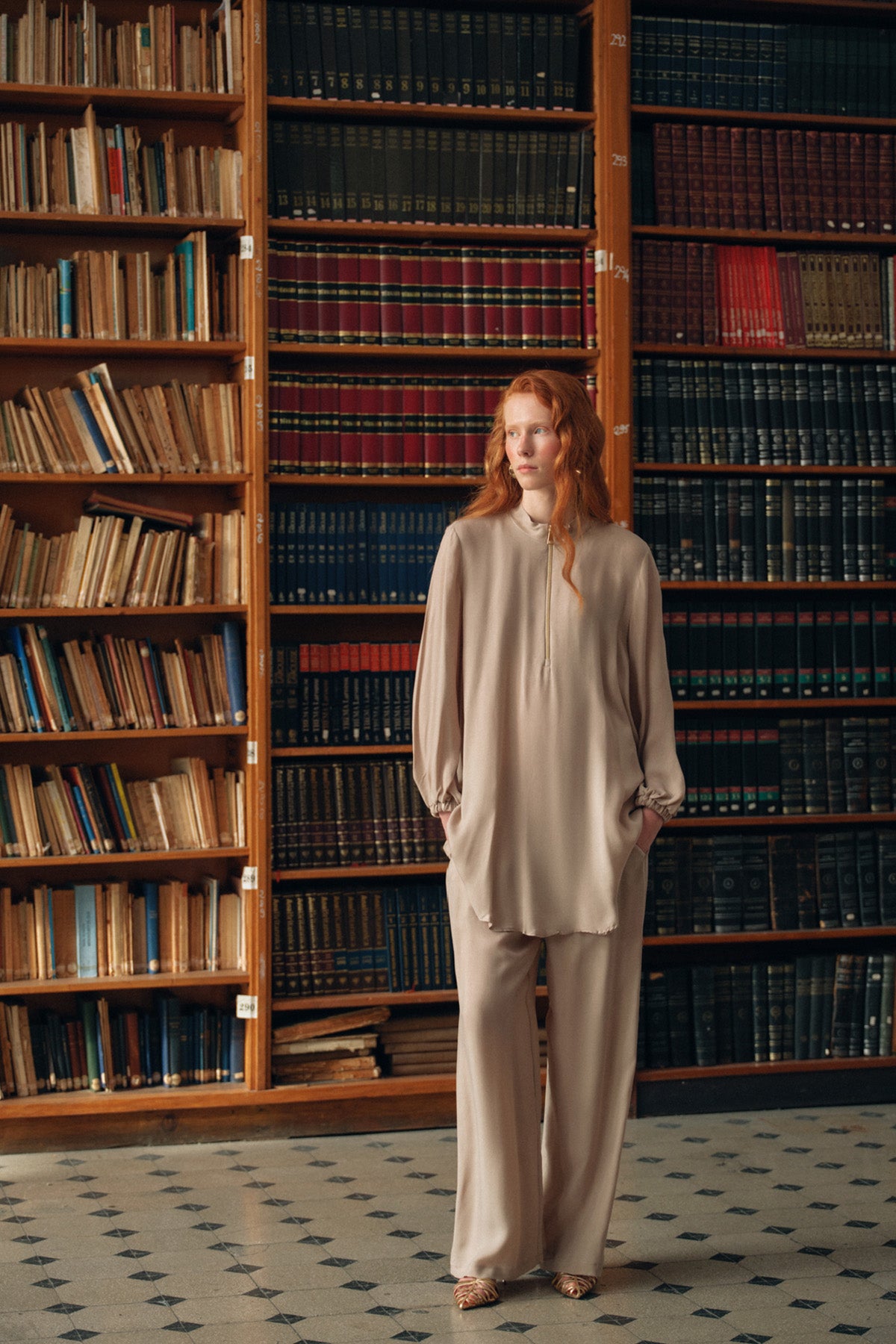 Fermuar Detaylı Kupra Takım - bej